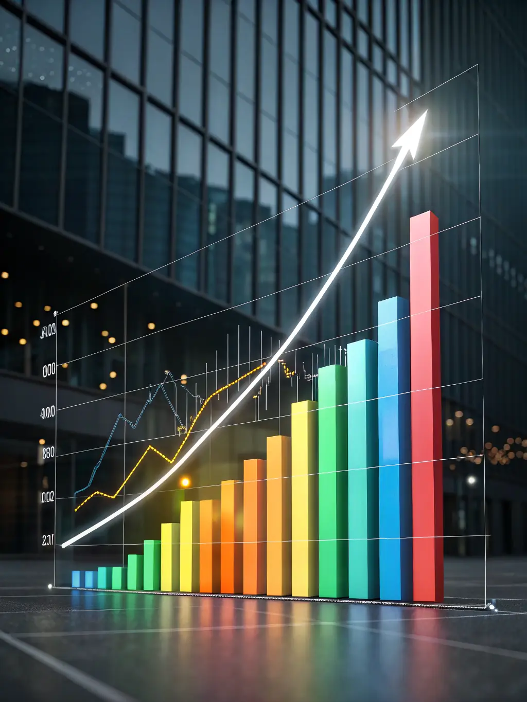 A visual representation of debt being reduced over time, with arrows pointing downwards and positive financial indicators.