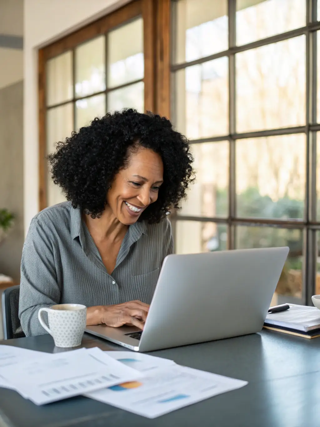 A person feeling empowered and in control of their finances, with a clear and actionable financial plan in hand.