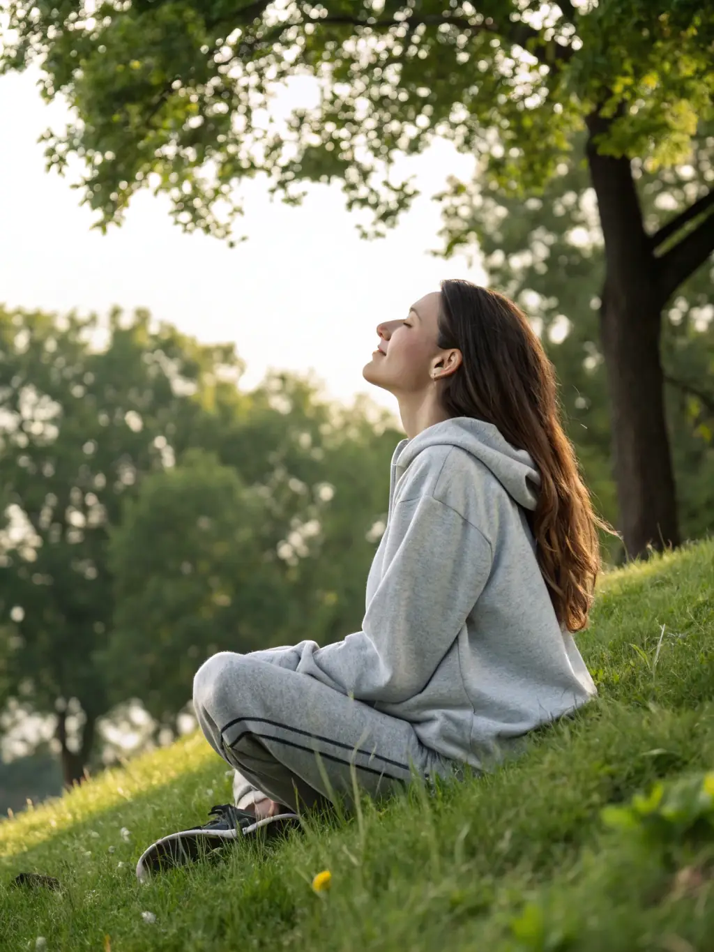 A person meditating peacefully in a serene environment, symbolizing the peace of mind that comes with financial well-being after consulting Financial Advice.